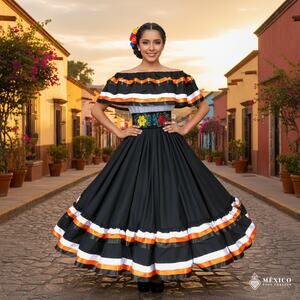Traditional Mexican jalisco  Floral Dress Set – Handmade Two-Piece CUSTOM